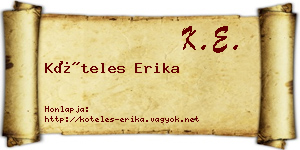 Köteles Erika névjegykártya